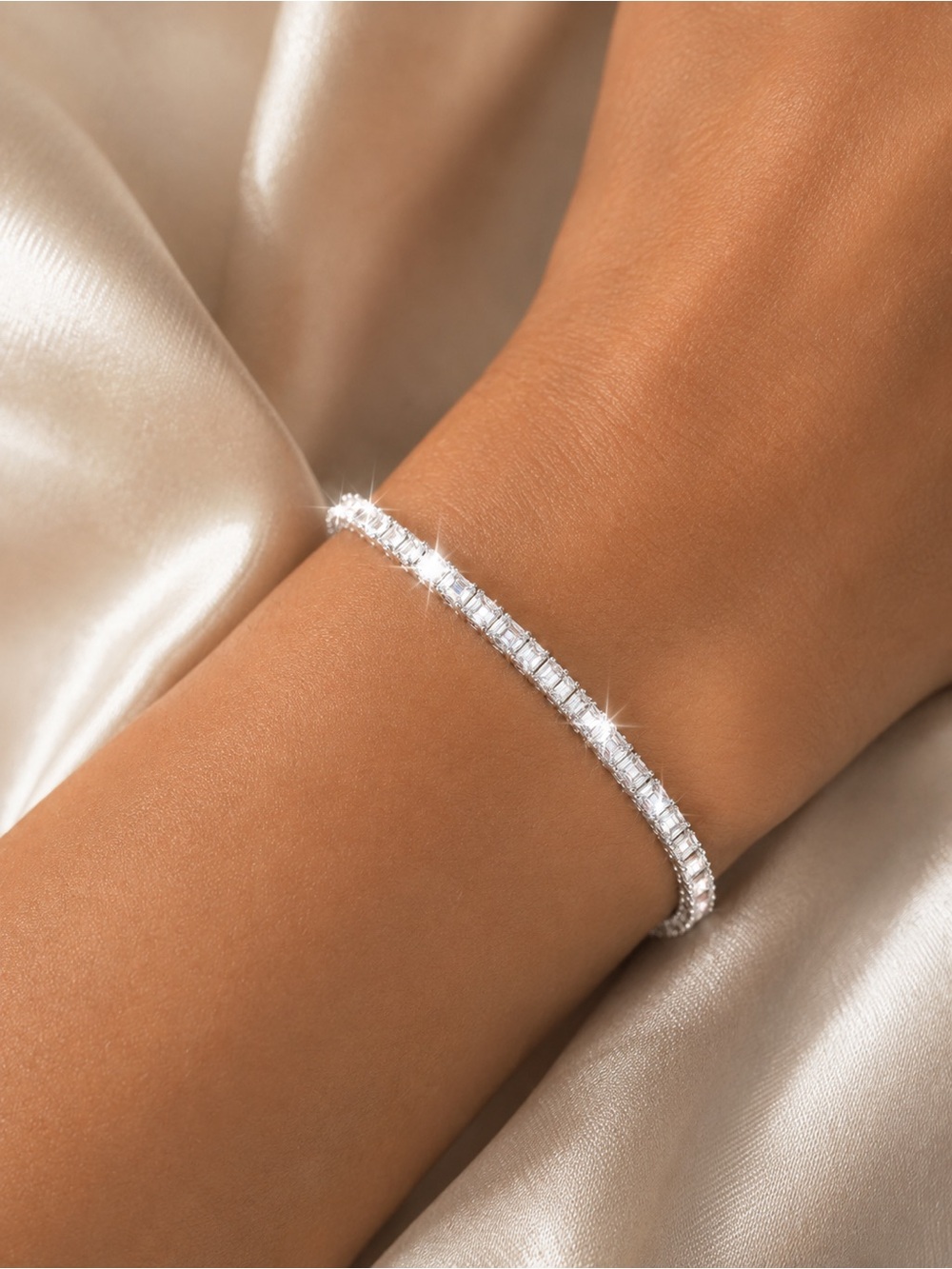 Moissanite Tennis Bracelet 925 Sterling Silver 5CTW 7.5 Inch w/Certification